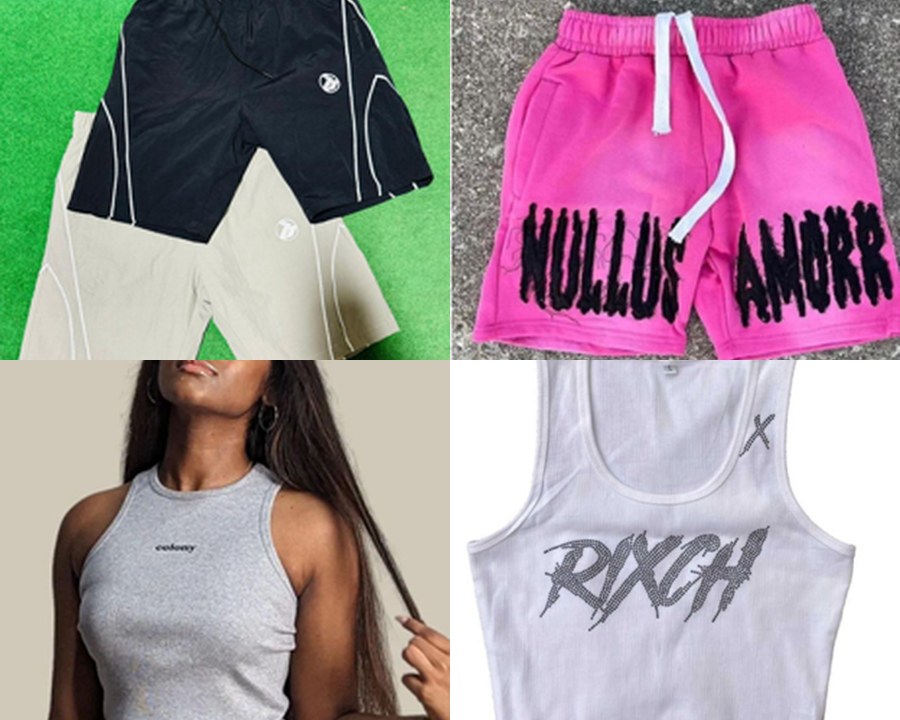 Catalogue shorts and tank top examples